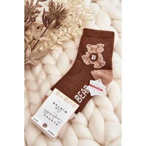 Kesi Teplé ponožky pro mládež s medvídkem, hnědá, 32-35