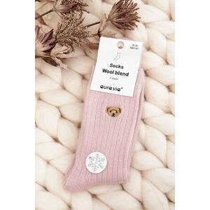Kesi Dámské tlusté ponožky s medvídkem růžové 35-38, Růžová