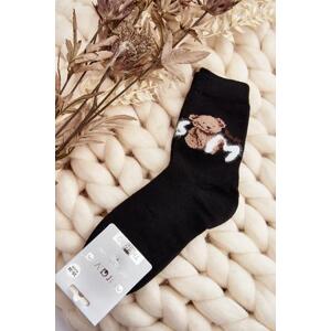 Kesi Teplé bavlněné ponožky s medvídkem, černé, 35-38, Černá