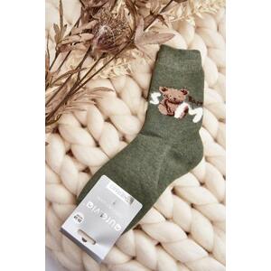 Kesi Teplé bavlněné ponožky s medvídkem, zelené, 35-38, Odstíny