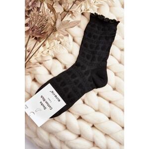 Kesi Vzorované dámské ponožky černé 35-38, Černá