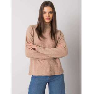 Fashionhunters Tmavě béžový svetr s jemným brailey vzorem RUE PARIS Velikost: M