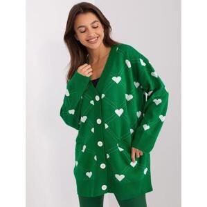 Fashionhunters Tmavě zelený dámský oversize cardigan.Velikost: ONE SIZE, JEDNA, VELIKOST