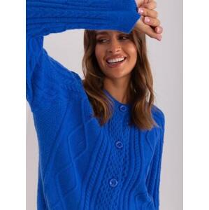 Fashionhunters Kobaltově modrý kabelově pletený svetr.Velikost: JEDNA VELIKOST