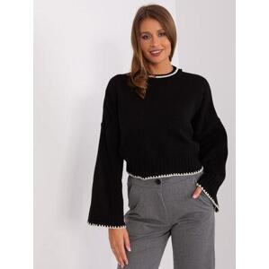 Fashionhunters Černý dámský oversize pletený svetr.Velikost: ONE SIZE, JEDNA, VELIKOST