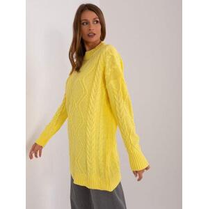 Fashionhunters Žlutý kabelový pletený svetr Velikost: ONE SIZE, JEDNA, VELIKOST