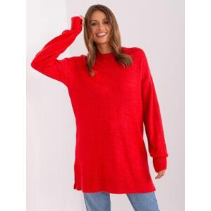 Fashionhunters Červený oversize svetr s kulatým výstřihem Velikost: ONE SIZE, JEDNA, VELIKOST