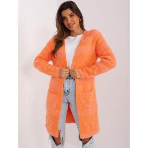 Fashionhunters Oranžový dámský kardigan se vzory.Velikost: ONE SIZE, JEDNA, VELIKOST
