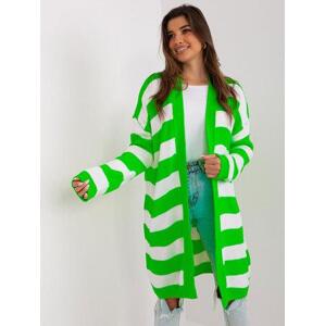 Fashionhunters Fluo zeleno-bílý oversize cardigan Velikost: JEDNA VELIKOST