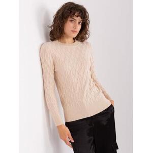 Fashionhunters Světle béžový klasický bavlněný svetr.Velikost: ONE SIZE, JEDNA, VELIKOST