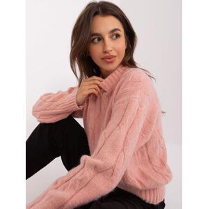 Fashionhunters Světle růžový klasický svetr s kabelkami Velikost: ONE VELIKOST, JEDNA