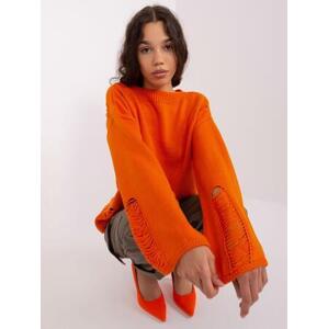Fashionhunters Oranžový oversize svetr se širokými rukávy.Velikost: ONE SIZE, JEDNA, VELIKOST
