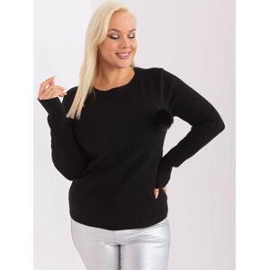 Fashionhunters Černý plus size pletený svetr z viskózy.Velikost: L/XL
