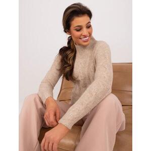 Fashionhunters MAYFLIES béžový pletený svetr s rolákem Velikost: L