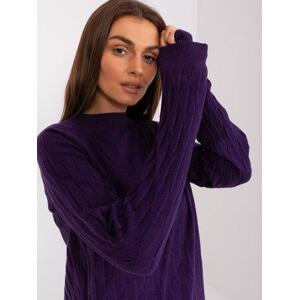 Fashionhunters Tmavě fialový klasický svetr s kulatým výstřihem Velikost: ONE SIZE, JEDNA, VELIKOST