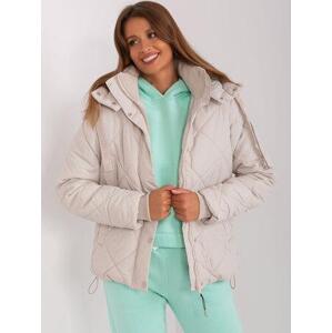 Fashionhunters Světle béžová zimní bunda s manžetami SUBLEVEL Velikost: L