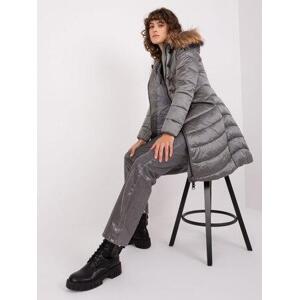 Fashionhunters Tmavě šedá prošívaná zimní bunda Velikost: XL