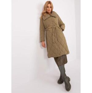 Fashionhunters Khaki dlouhá zimní bunda s prošíváním Velikost: XL