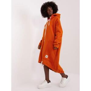 Fashionhunters Tmavě oranžová mikina s kapucí na zip Velikost: S/M