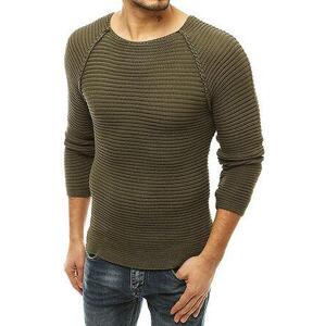 Dstreet Pánský svetr přetažený přes hlavu khaki WX1663 velikost: S, Tmavě, šedá