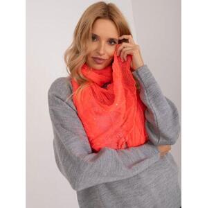 Fashionhunters Fluo růžový dámský šátek s aplikacemi.Velikost: JEDNA VELIKOST