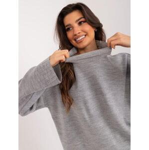 Fashionhunters Dámský šedý pletený svetr s rolákem.Velikost: ONE SIZE, JEDNA, VELIKOST