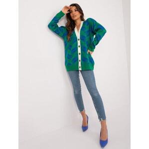 Fashionhunters Zelený a kobaltově modrý cardigan s potiskem.Velikost: ONE SIZE, JEDNA, VELIKOST