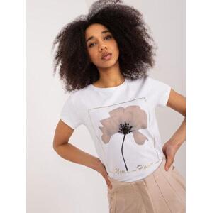 Fashionhunters Bílé dámské tričko s potiskem BASIC FEEL GOOD Velikost: S/M