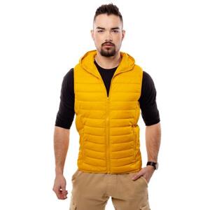Glano Pánská prošívaná vesta s kapucí - žlutá Velikost: XL