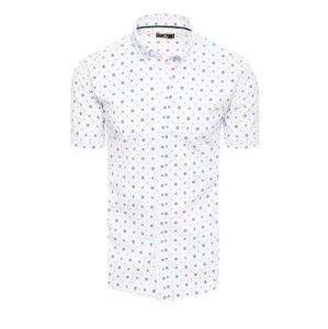 Dstreet Bílá pánská košile KX1023 M s krátkým rukávem