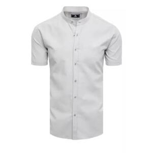 Dstreet Pánská košile s krátkým rukávem světle šedá KX0999 L