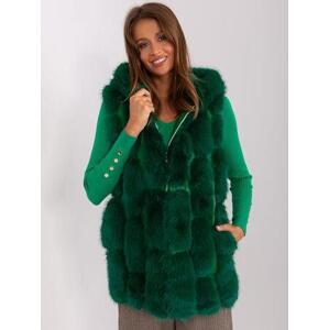 Fashionhunters Tmavě zelená kožešinová vesta s podšívkou.Velikost: L/XL