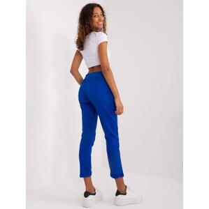 Fashionhunters Kobaltově modré basic kalhoty s vysokým pasem Aprilia Velikost: S