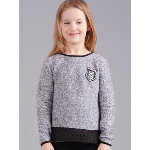 Fashionhunters Dívčí šedý svetr s erbem a nápisem Velikost: 116