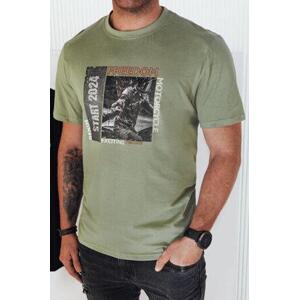 Dstreet Pánské tričko s potiskem, zelené RX5465 L, Světle, zelená