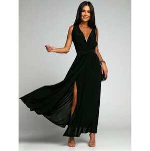FASARDI Elegantní černé maxi šaty se zavazováním Velikost: UNIV, Černá