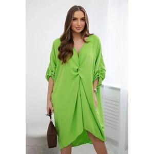 FASARDI Oversize šaty s ozdobným výstřihem světle zelené UNIW, Zelená, UNIV