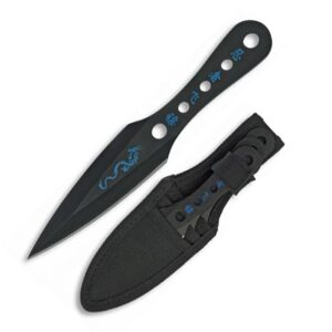 Albainox Nože vrhací set 3 kusů s modrým motivem Barva: Černá