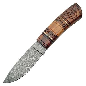 ostatní Nůž s pevnou čepelí DAMASCUS CARVED dřevěná rukojeť