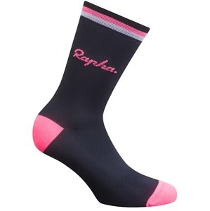 Rapha Logo Socks - Dark Navy / High-Vis Pink / White 44-46